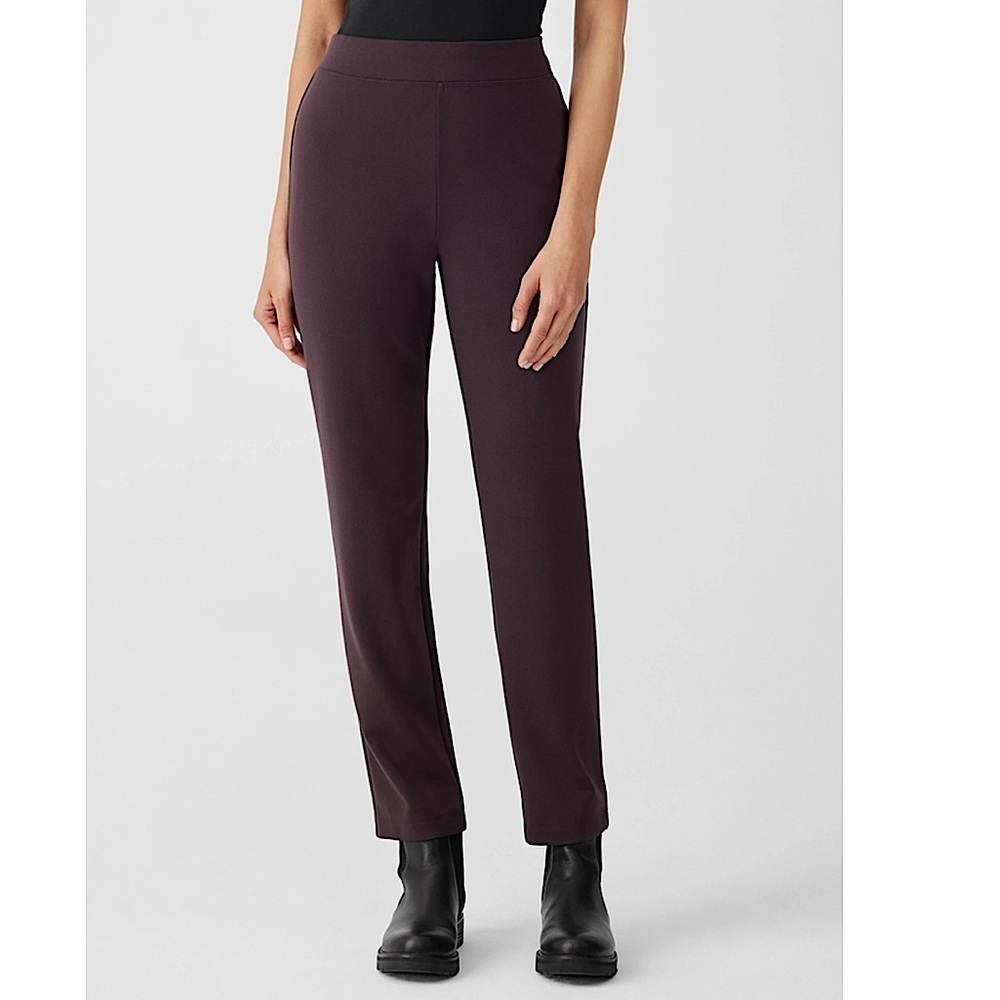 EILEEN FISHER Washable Flex Ponte Pant straight leg comfort Brown size S pockets
